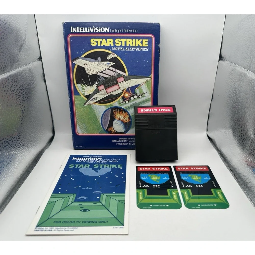 Star Strike Mattel Electronics Intellivision Game Cartridge Manual Inserts Box